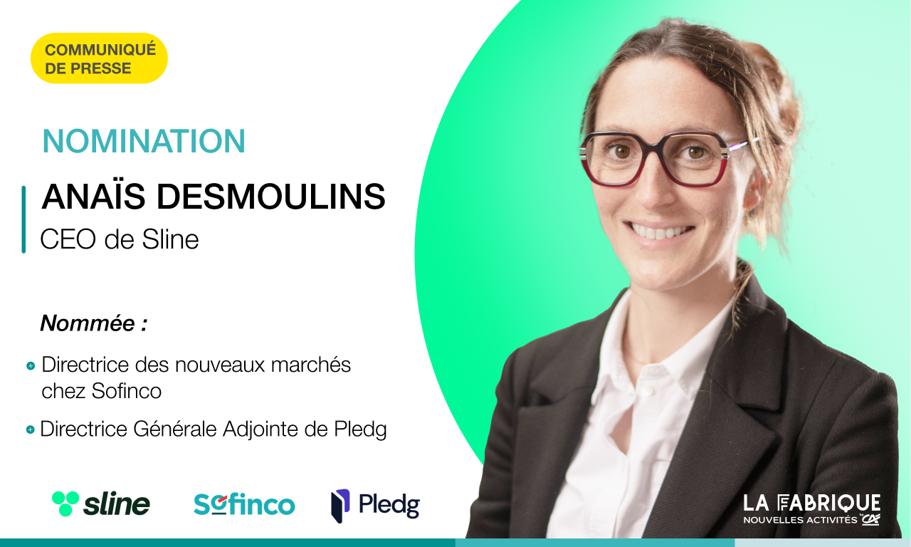 Anaïs Desmoulins est nommée Directrice des nouveaux marchés chez Sofinco et Directrice Générale Adjointe de Pledg 